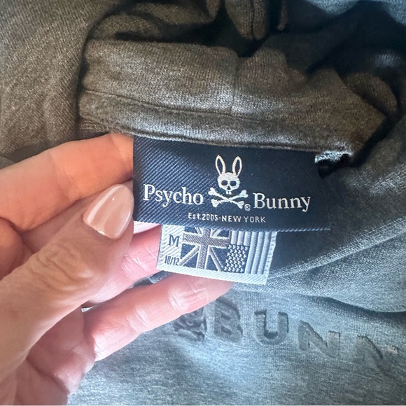 Psycho Bunny Kids Pullover Hooded Sweatshirt Felt Spell Out Logo M (10-12) #256 - Picture 3 of 5